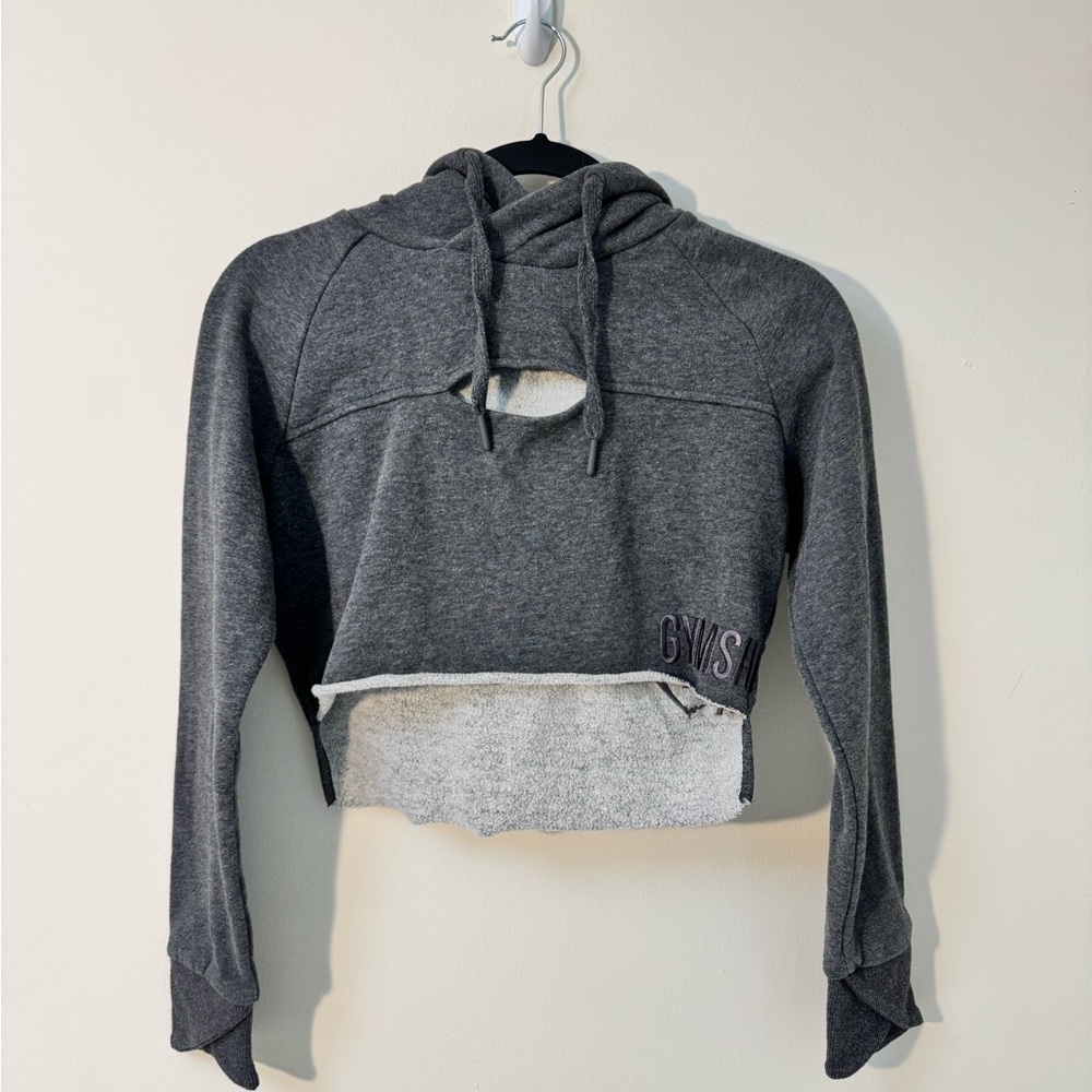 Gymshark Charcoal Cropped Hoodie